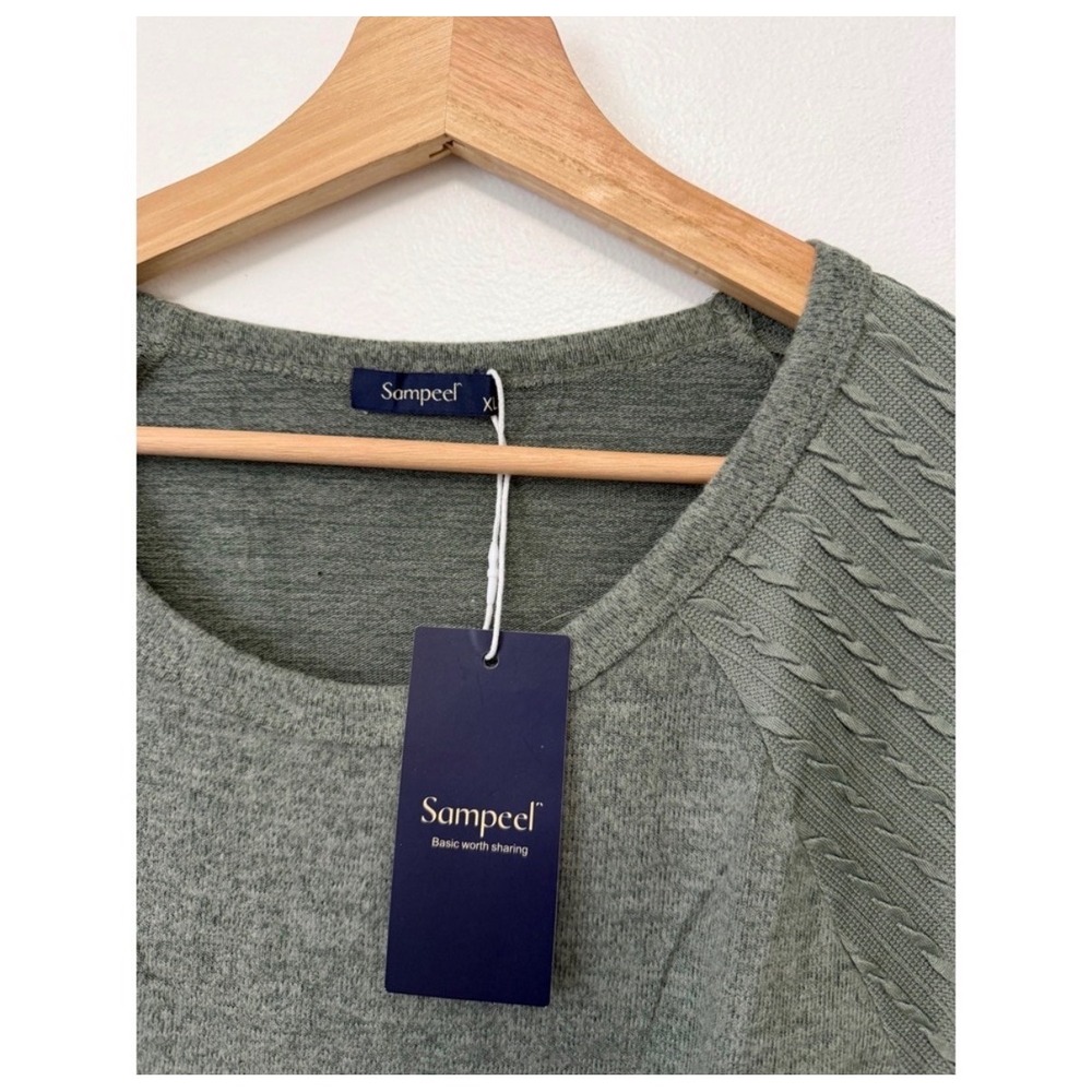 SAMPEEL‎ Women's Crewneck Sweatshirt Tunic – Green – Size XL - Picture 3 of 4